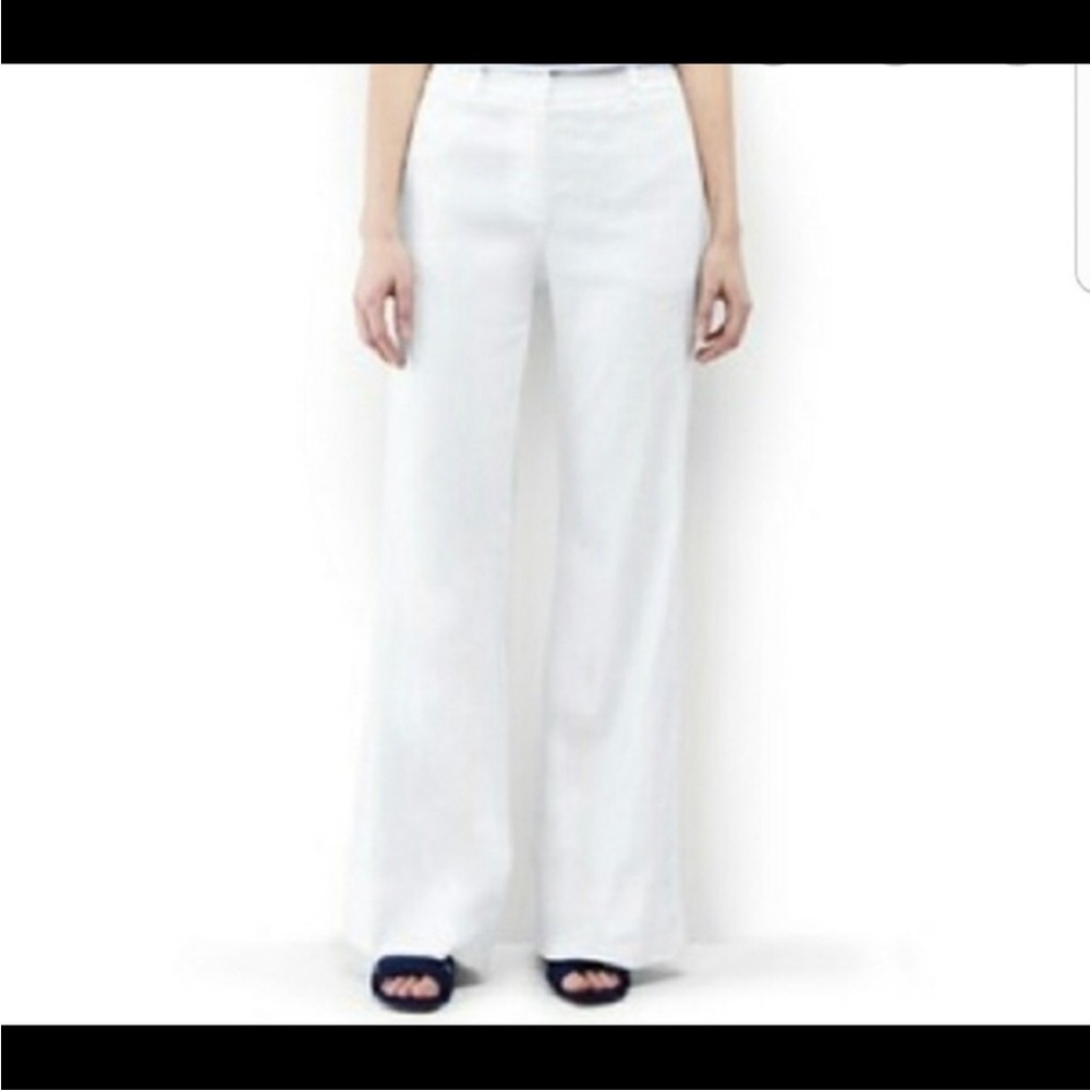Lilly Pulitzer White Linen Wide Leg Trousers 8 EUC